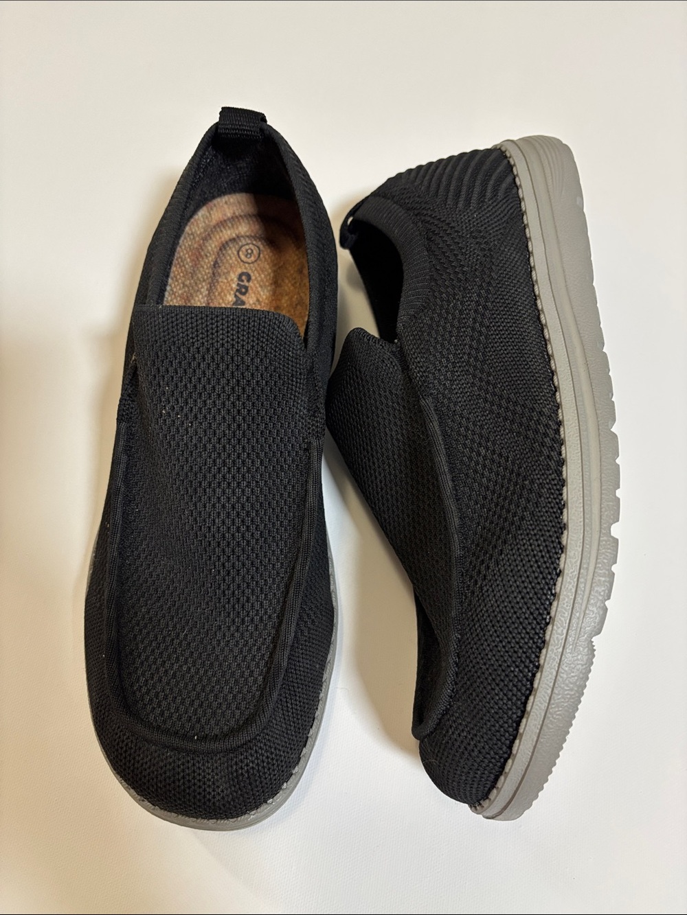 Men's Black Slip-On Knit Loafer with Grey Sole